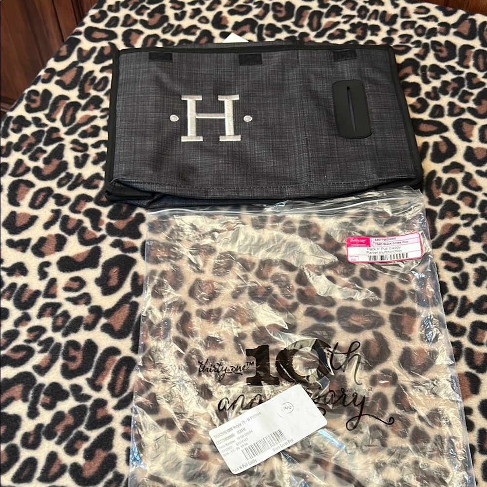 Thirty~One Pack and Pull Caddy -Gray and Black H Monogram